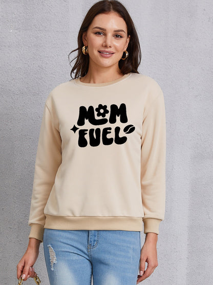 Letter Graphic Round Neck Sweatshirt-Jewearrings