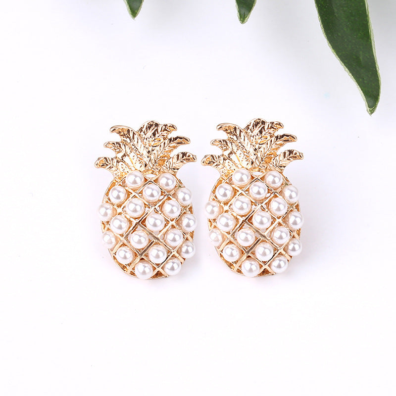 Pineapple pearl earrings-Jewearrings