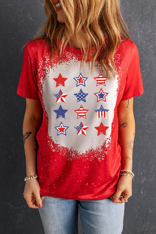 Star and Stripe Graphic Short Sleeve Tee-Jewearrings