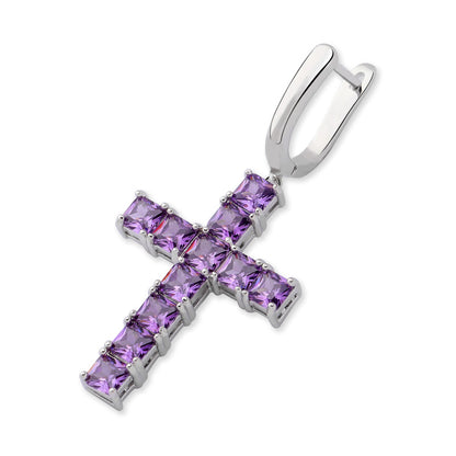 Square zircon Cross Earrings-Jewearrings