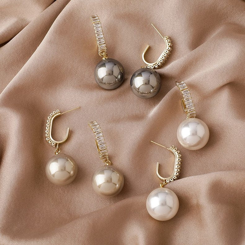 Vintage Metal Earrings Pearl Earrings Hong Kong Style Earrings-Jewearrings