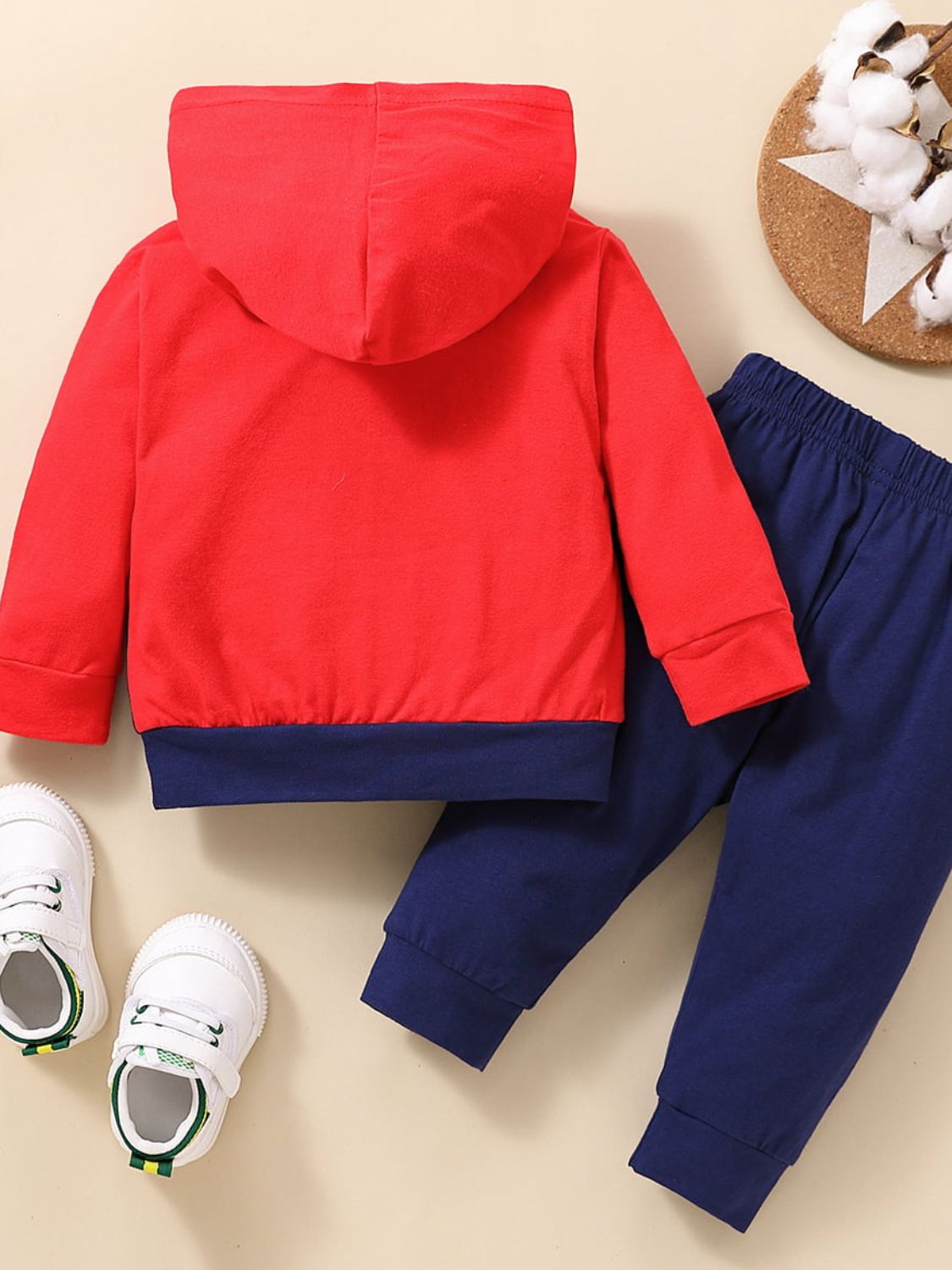 Baby Color Block Graphic Hoodie and Joggers Set-Jewearrings