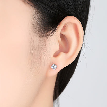 S925 Silver Hearts & Arrows Zircon Silver Stud Earrings-Jewearrings