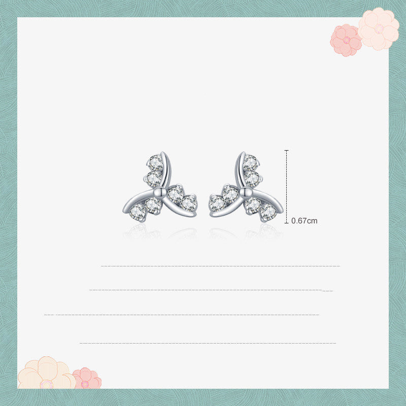 Women's Silver Geometric Stud Micro Setting Earrings-Jewearrings