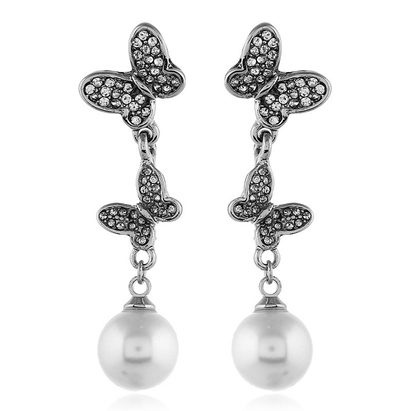 Women's Fashion Pearl Butterfly Personalized Earrings-Jewearrings