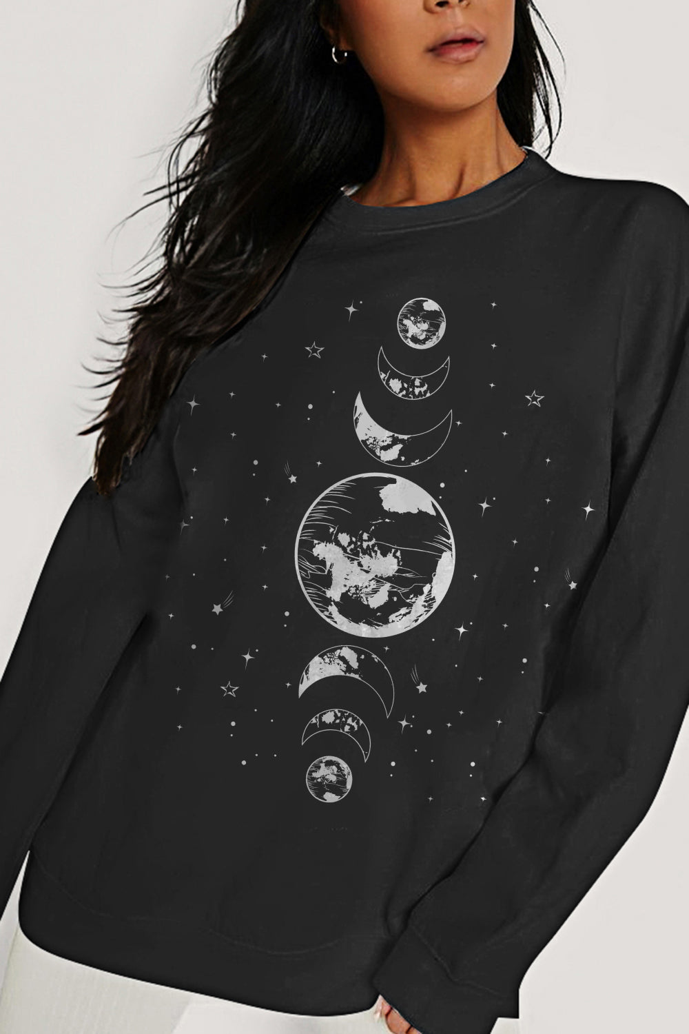 Simply Love Full Size Earth & Moon Graphic Sweatshirt-Jewearrings