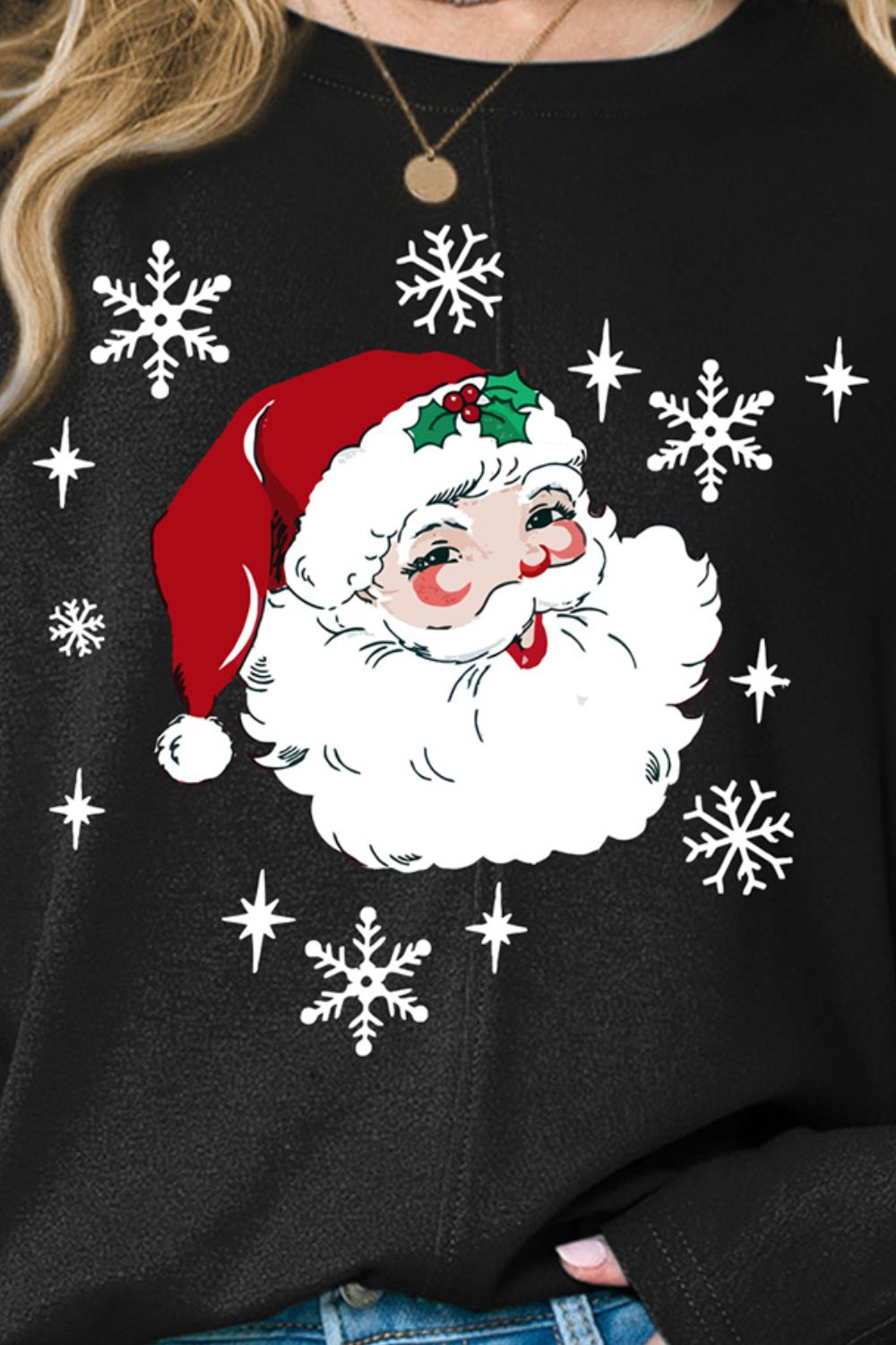 Santa Graphic Round Neck Dropped Shoulder T-Shirt-Jewearrings