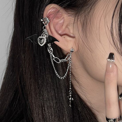 Love Cross Chain Cool Earrings-Jewearrings