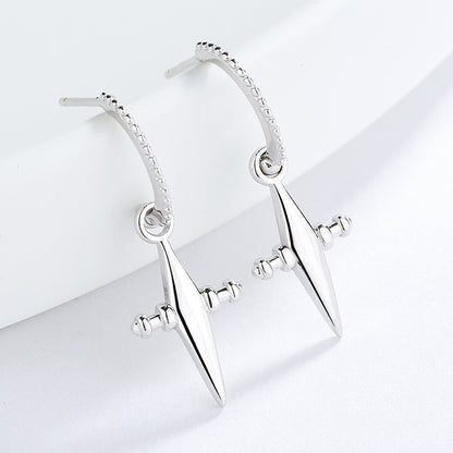 925 Sterling Silver Three-dimensional Star Cross Earrings-Jewearrings