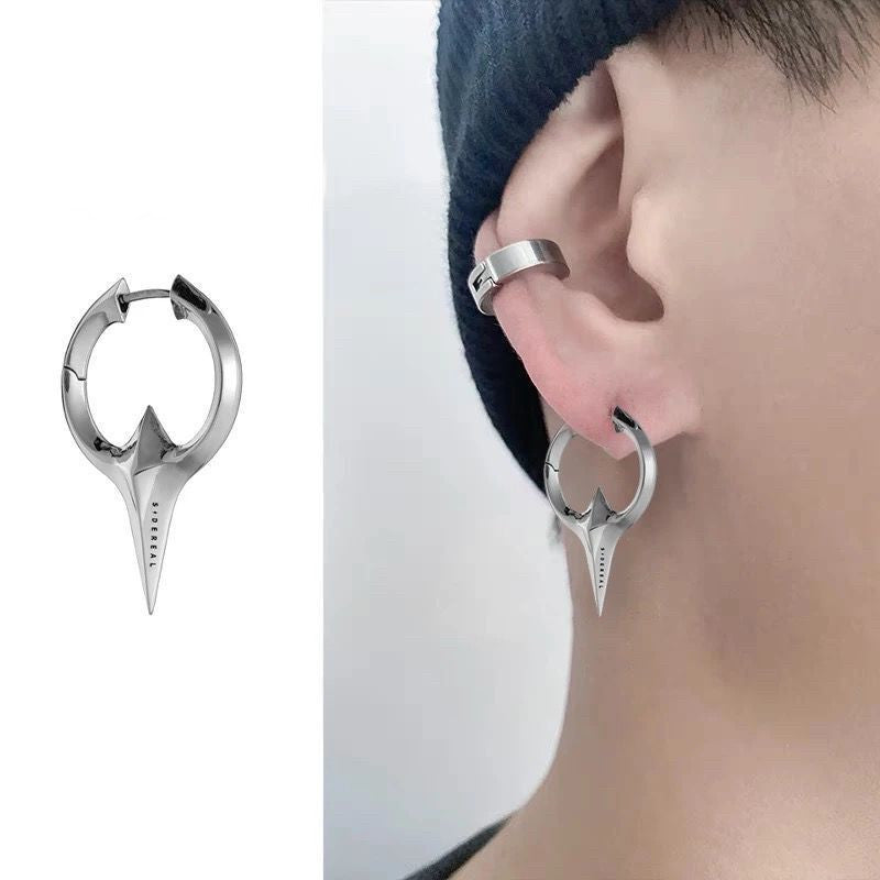 Men's And Women's Pierced Silver Gradient Color Plating Earrings-Jewearrings