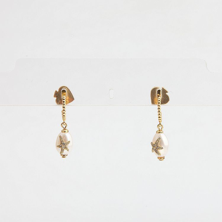 Women's Starfish With Freshwater Pearl Earrings-Jewearrings