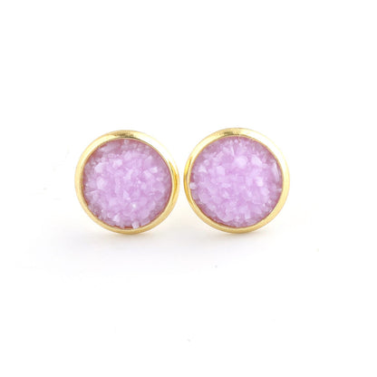 Starry Stainless Steel Water Plated Gold Stud Earrings-Jewearrings