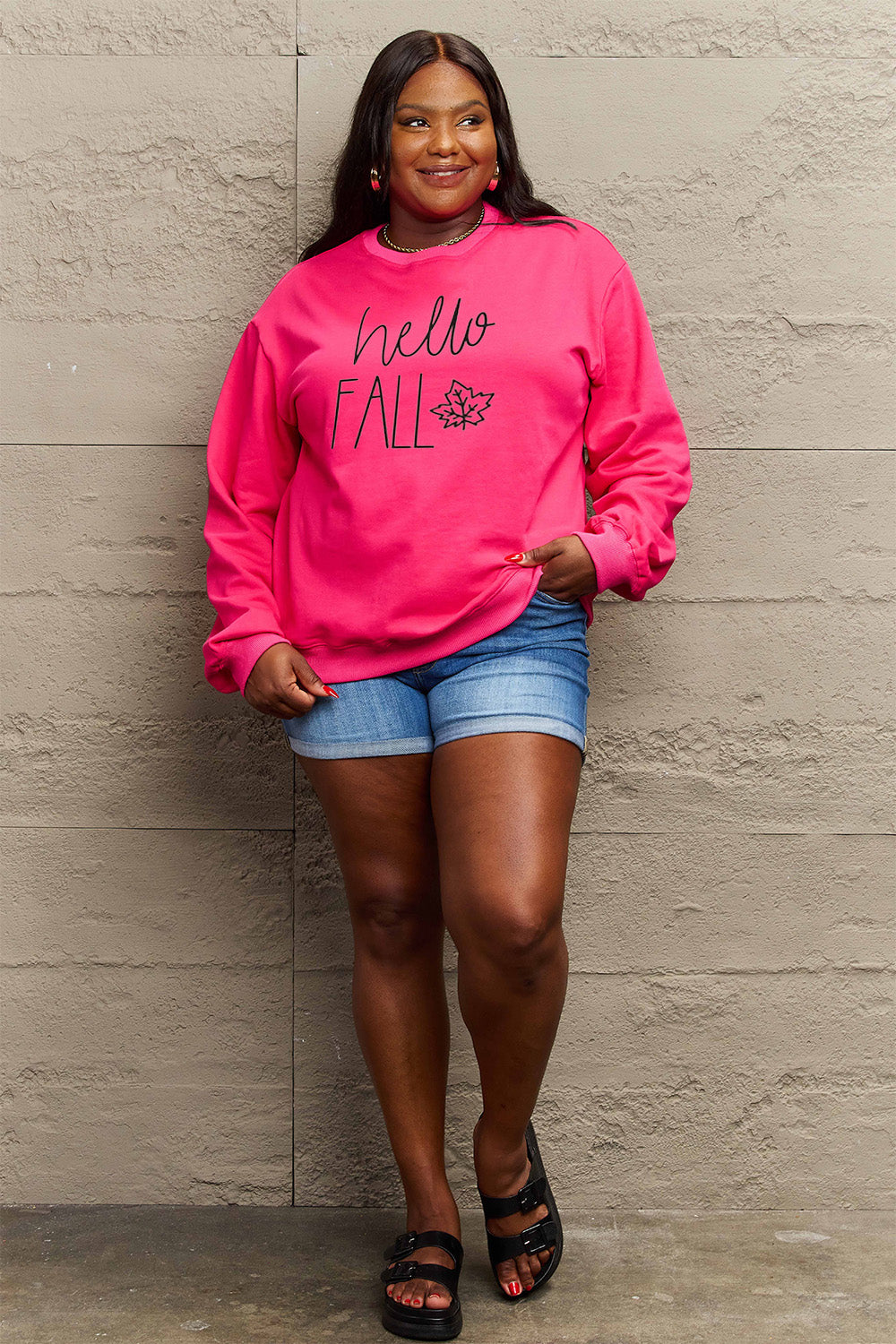 Simply Love Full Size HELLO FALL Graphic Sweatshirt-Jewearrings