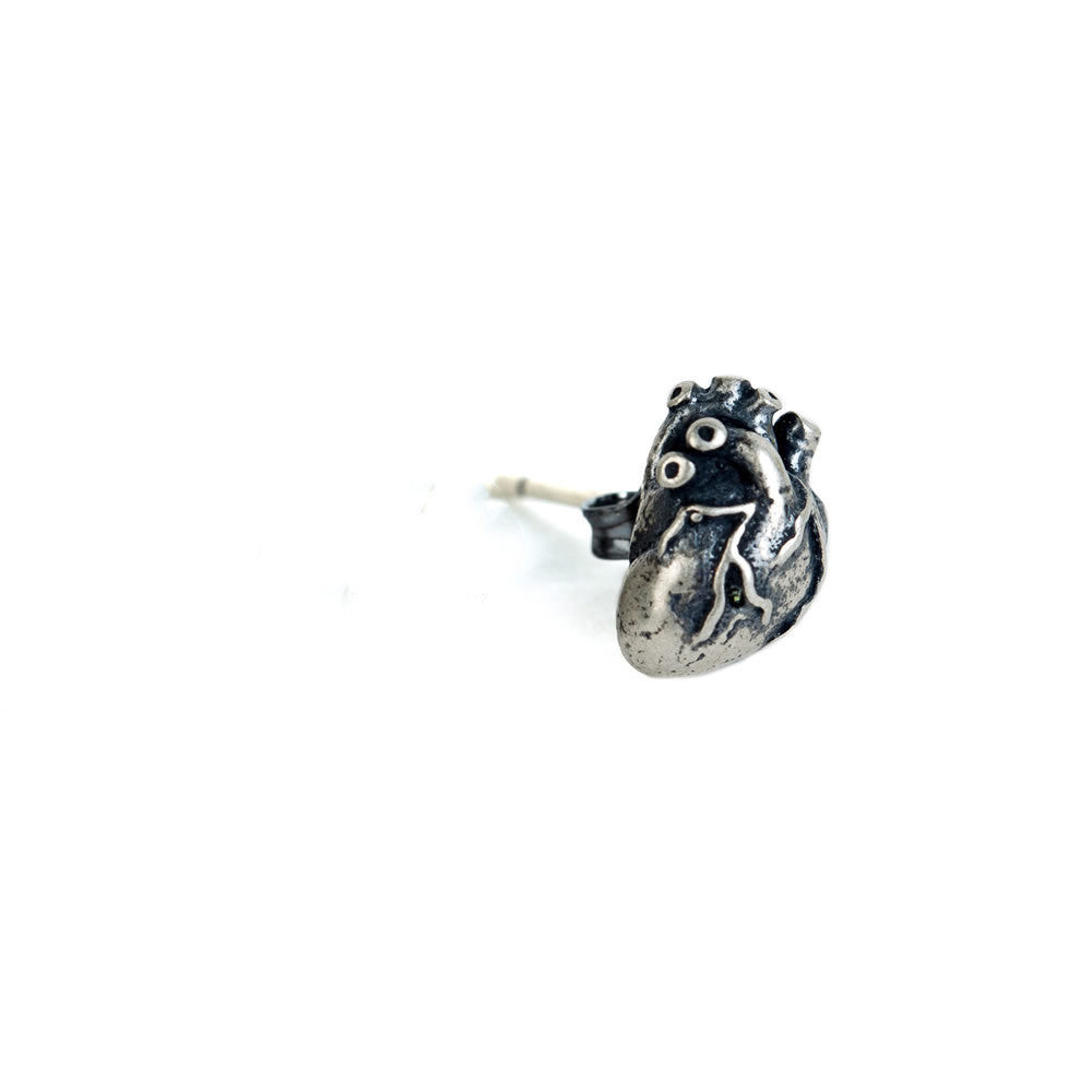 Silver Vintage Women's Stud Earrings Punk Heart-Jewearrings