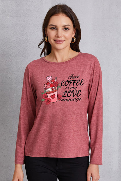 Letter Graphic Round Neck Long Sleeve T-Shirt-Jewearrings