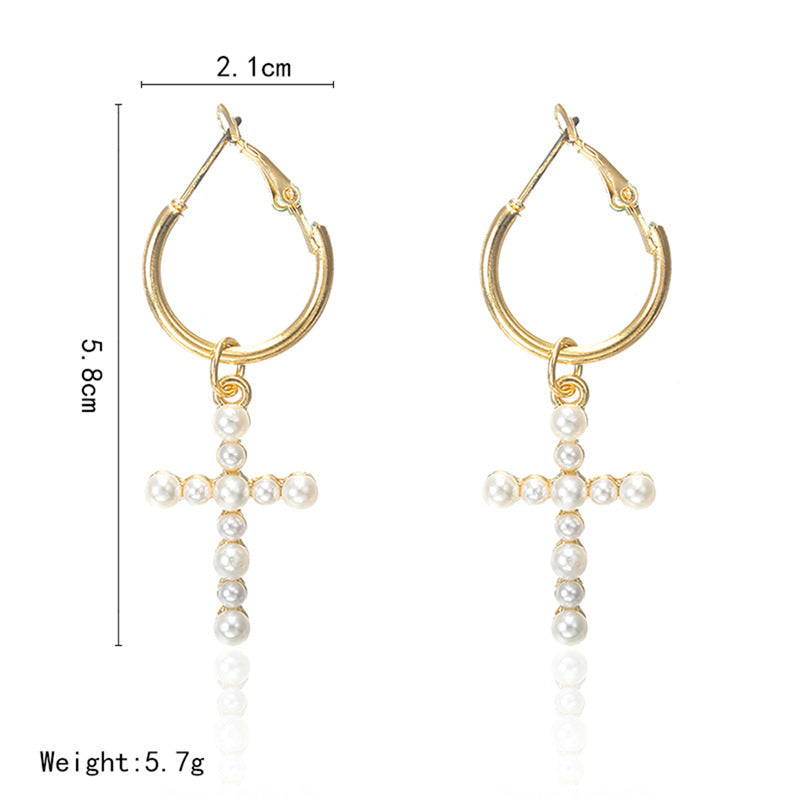 Simple Personality Cross Tassel Alloy Earrings Women-Jewearrings