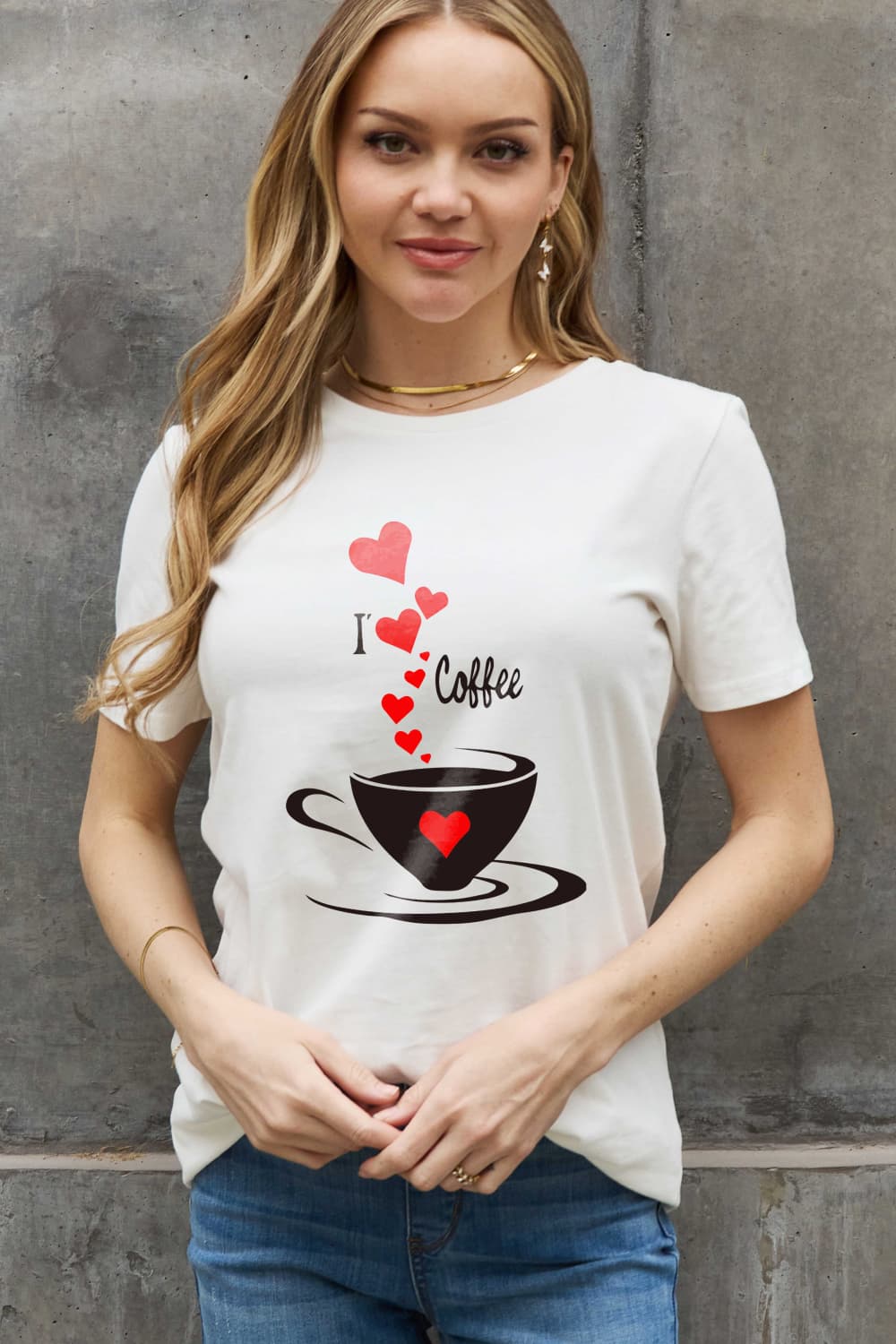 Simply Love Full Size I LOVE COFFEE Graphic Cotton Tee-Jewearrings