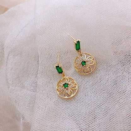 Emerald High-end French Retro Earrings Female Fashion Super Fairy Earrings-Jewearrings