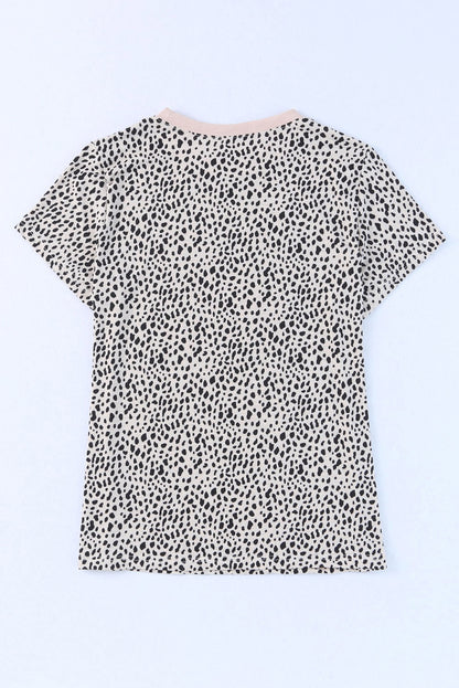 MAMA Animal Print Round Neck Short Sleeve T-Shirt-Jewearrings