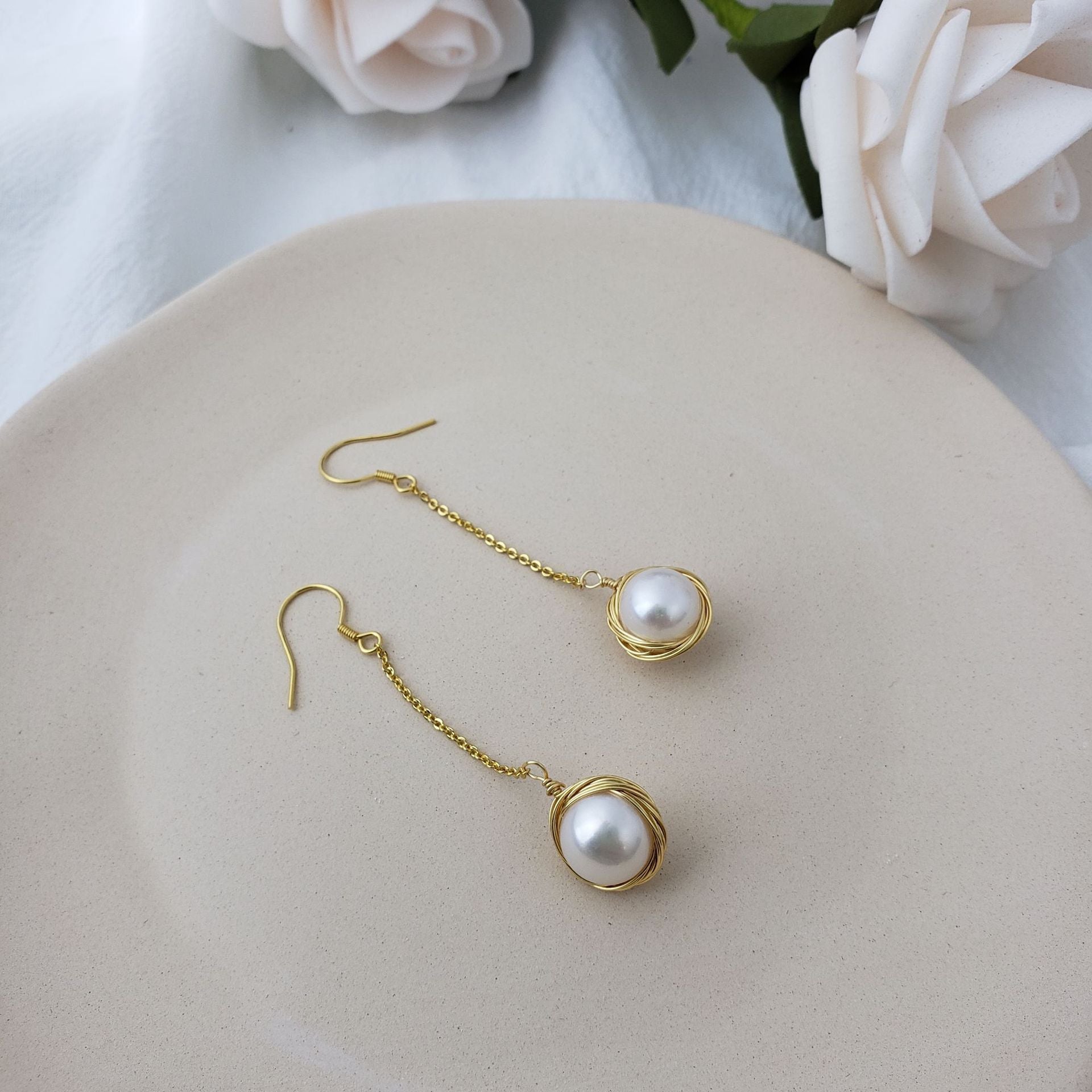 Women's Long Pearl Earrings-Jewearrings