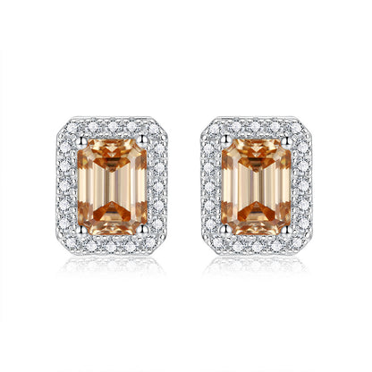 Women's Moissanite Emerald Cut Earrings-Jewearrings