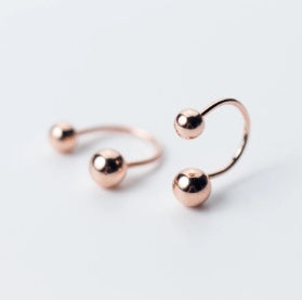 Rose Gold Minimalism Cute Smooth Bead Stud Earrings-Jewearrings