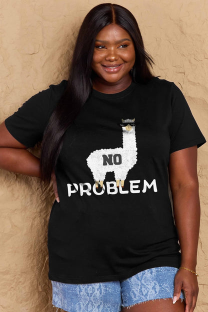 Simply Love Full Size NO PROBLEM Graphic Cotton Tee-Jewearrings