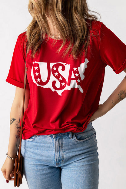 USA Graphic Round Neck T-Shirt-Jewearrings