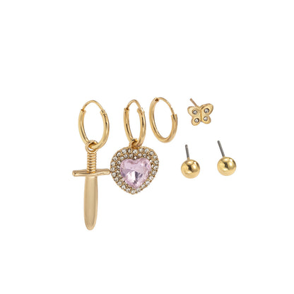 Retro Temperament Micro-set Rhinestone Love Cross Earrings-Jewearrings