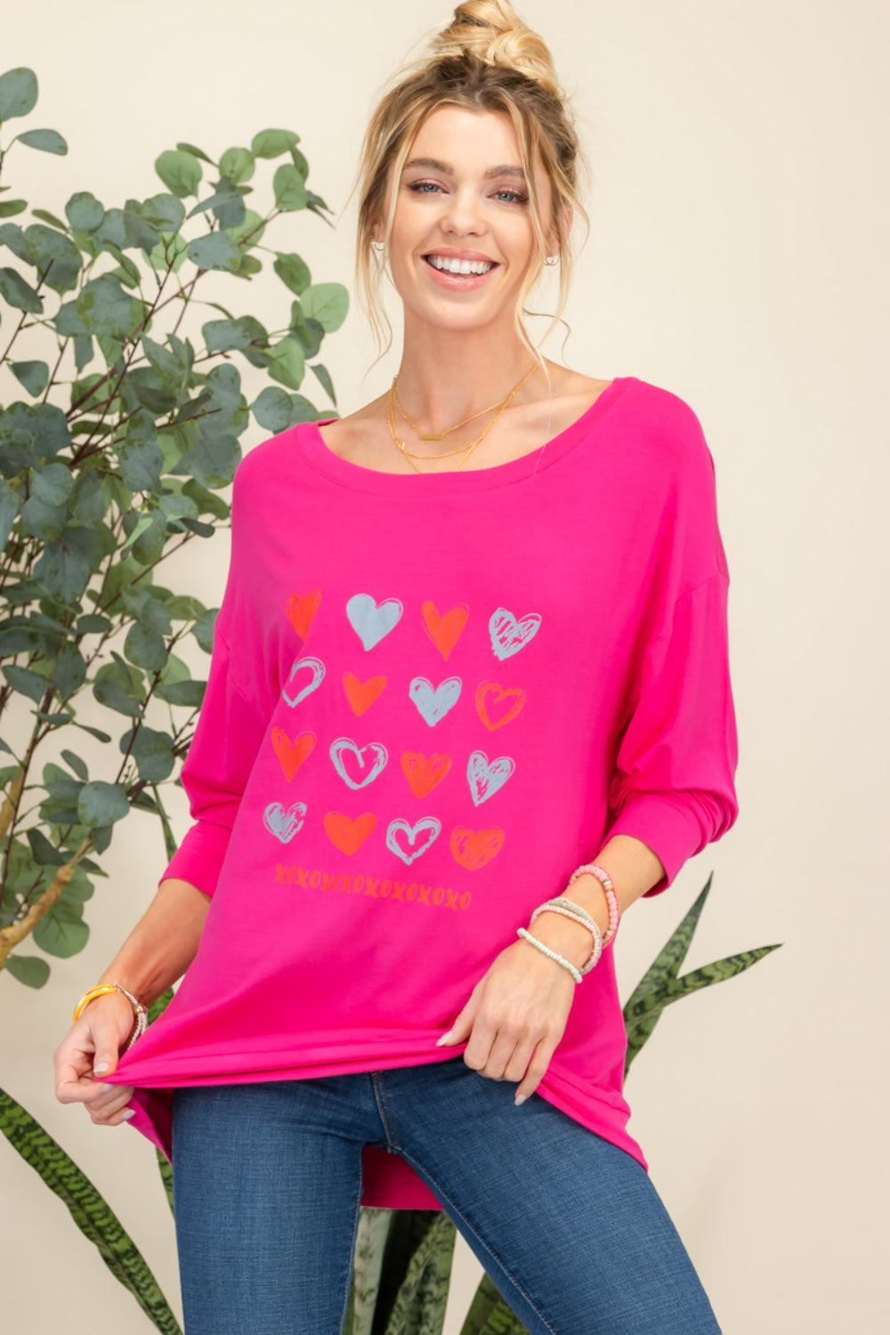 Celeste Full Size Heart Graphic Long Sleeve T-Shirt-Jewearrings