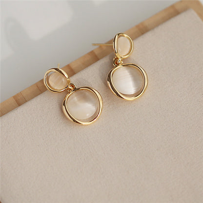 925 Silver Needle Korean Simple European And American Light Luxury Ladies Opal Earrings-Jewearrings