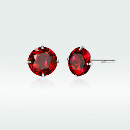 Women's Fashion Simple Sterling Silver Red Zircon Earrings-Jewearrings