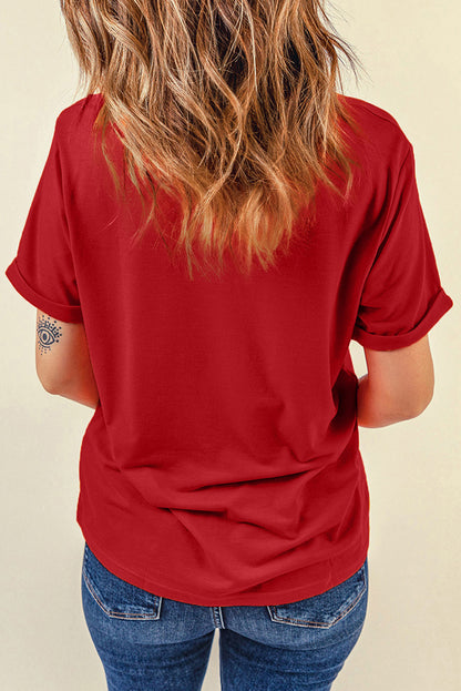 Sequin Christmas Element Short Sleeve T-Shirt-Jewearrings