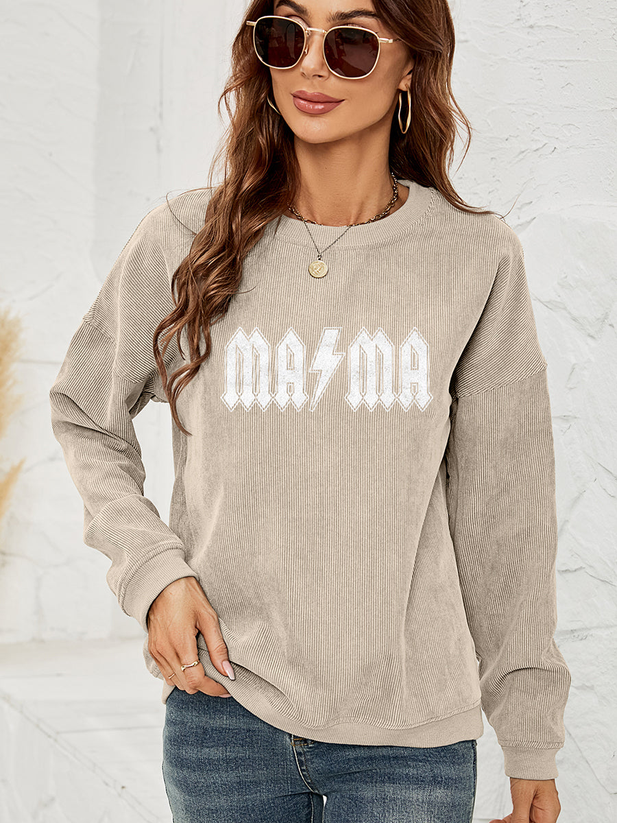 MAMA Graphic Dropped Shoulder Sweatshirt-Jewearrings