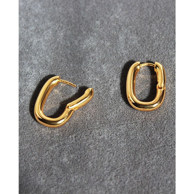 Women's Fashion Brass Gold Plated U Shaped Earrings-Jewearrings