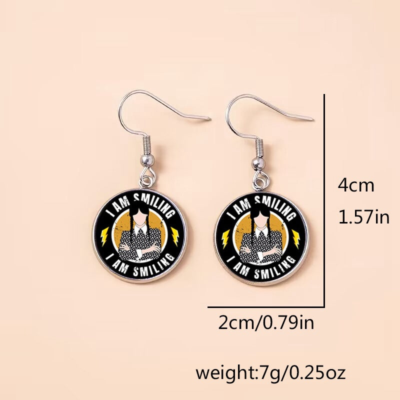 Punk Wednesday Stainless Steel Glass Dome Dangle Earrings For Women Girls-Jewearrings