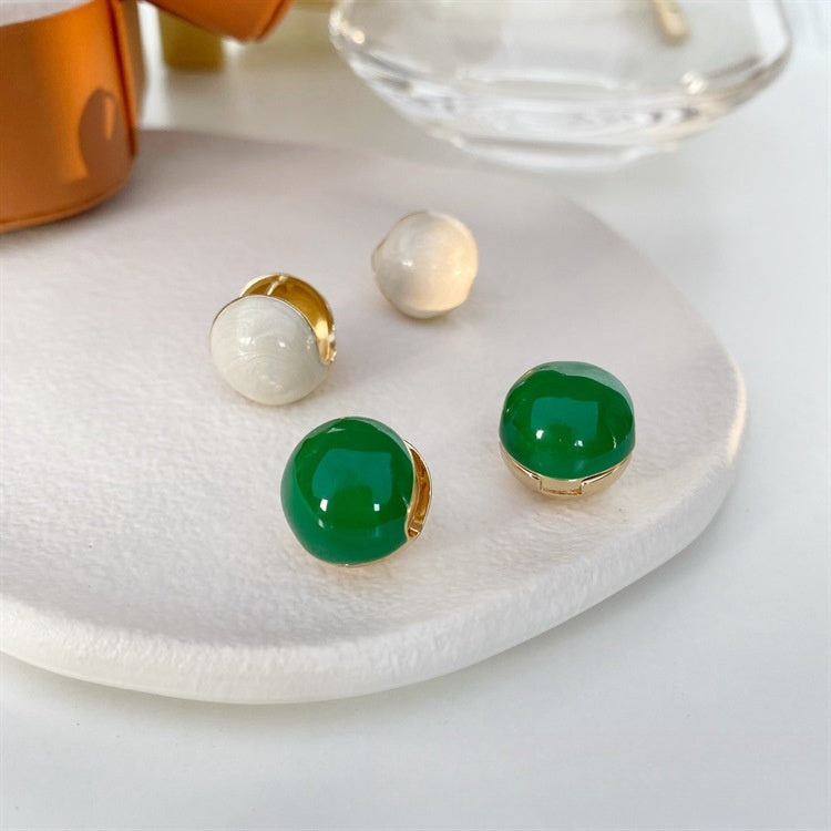 Ins New Oil Dripping Jequirity Bean Ball Ear Clip Women's Light Luxury High-grade Sense Not Easy To Fade Frosty Style Earrings-Jewearrings