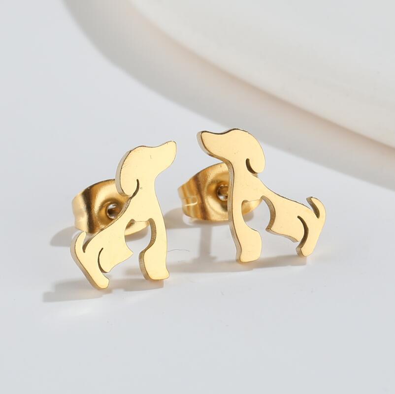 Women's Stainless Steel Cute Cartoon Puppy Stud Earrings-Jewearrings