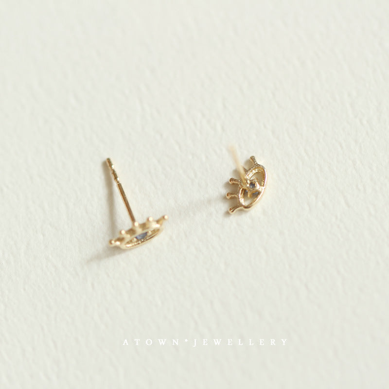 Mini Stud Earrings with Gold Plated Zirconium Diamonds-Jewearrings