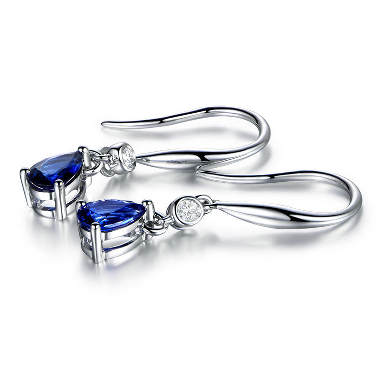 White gold-plated colored imitation sapphire earrings-Jewearrings