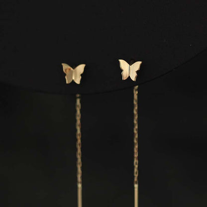 S925 Sterling Silver Plated 14K Golden Butterfly Hanging Earrings Female Earrings-Jewearrings