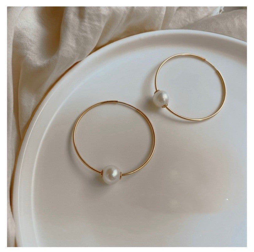 Natural Freshwater Pearl Earrings Simple Temperament-Jewearrings