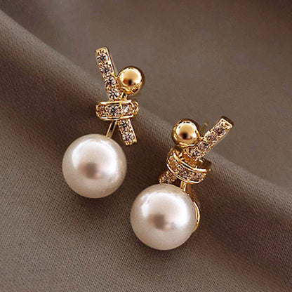 Korean Version Of Imitation Pearl Personality Wild Geometric Type Women's Earrings-Jewearrings