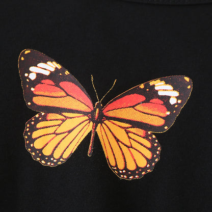 Round Neck Butterfly Graphic Long Sleeve T-Shirt-Jewearrings