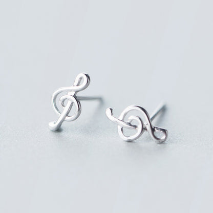 S925 Silver Note Earrings Female Fashion Cute Sweet And Simple-Jewearrings