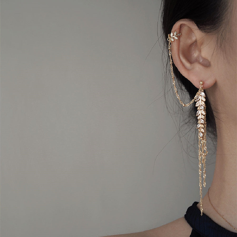 Stylish Gold Tassel Stud Earrings-Jewearrings