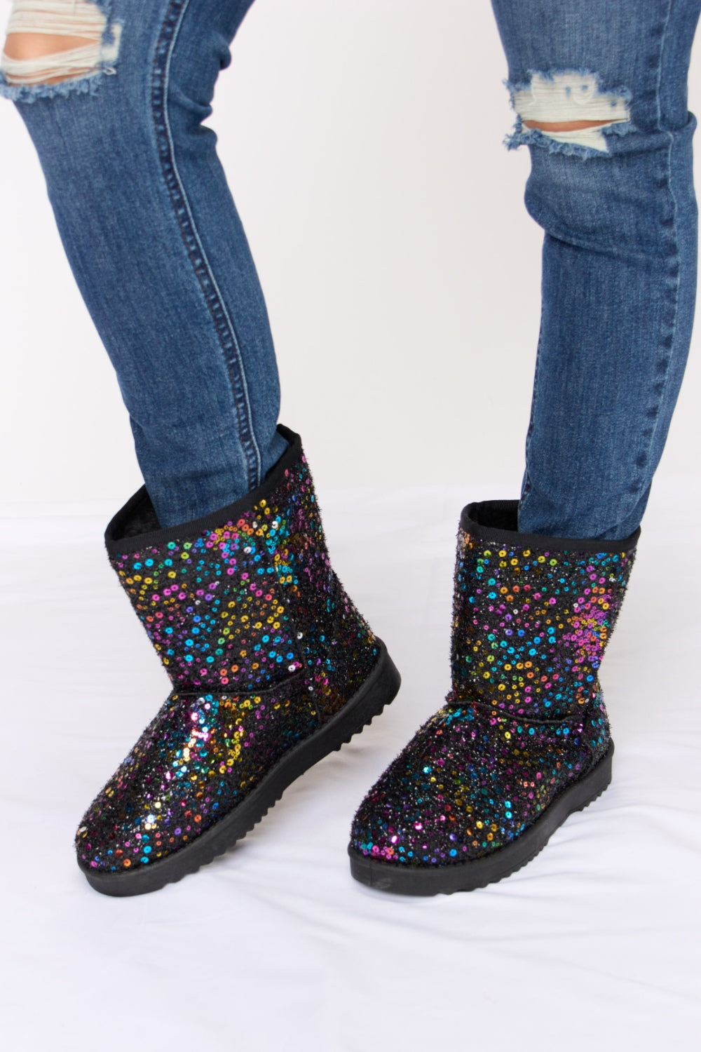 Forever Link Sequin Thermal Flat Boots-Jewearrings