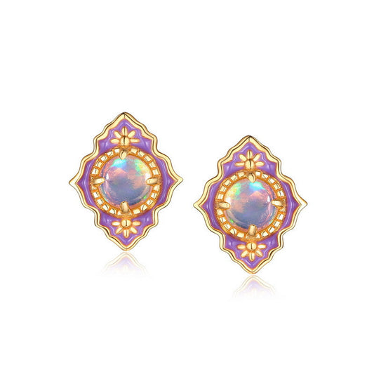 Fashion Colorful Glaze Dripping Opal Earrings-Jewearrings