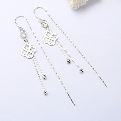 Geometric Earrings Simple Temperament Zircon Sterling Silver Earrings-Jewearrings