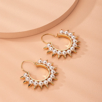 Korean Earrings Pearl Earrings Temperament Semicircle-Jewearrings